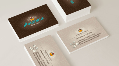 logotipo brand cartão visita amarela doces e bolos