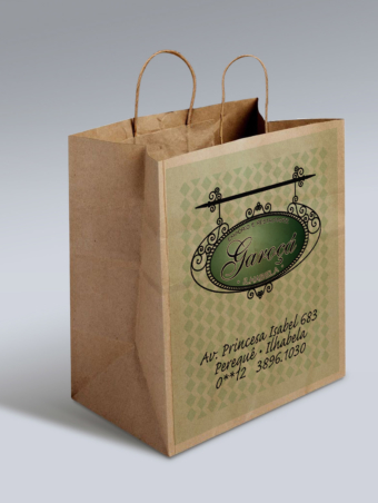 sacola de papel restaurante garoça ilhabela